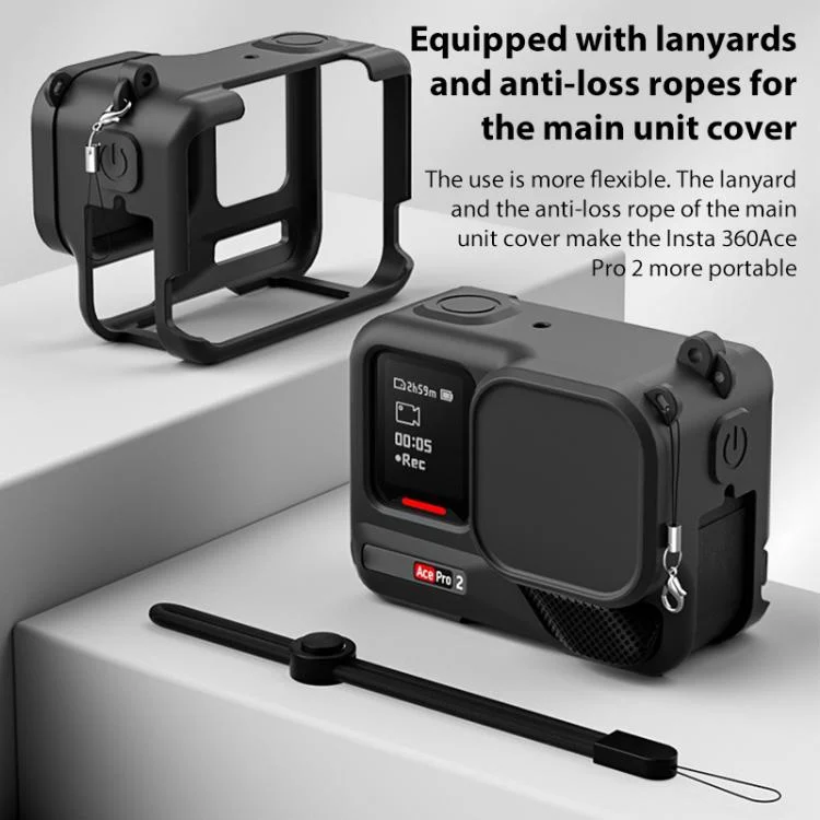 DCA2744B_5.webp For Insta360 Ace Pro 2 Silicone Protective Case with Wrist Strap & Lens Cover - Image 6