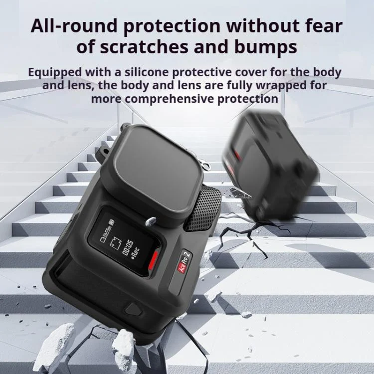 DCA2744B_6.webp For Insta360 Ace Pro 2 Silicone Protective Case with Wrist Strap & Lens Cover - Image 7