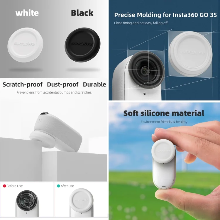 DCA2745_2.webp For Insta360 GO 3S Sunnylife 2pcs Black and White Scratch-resistant Lens Protective Cap - Image 3