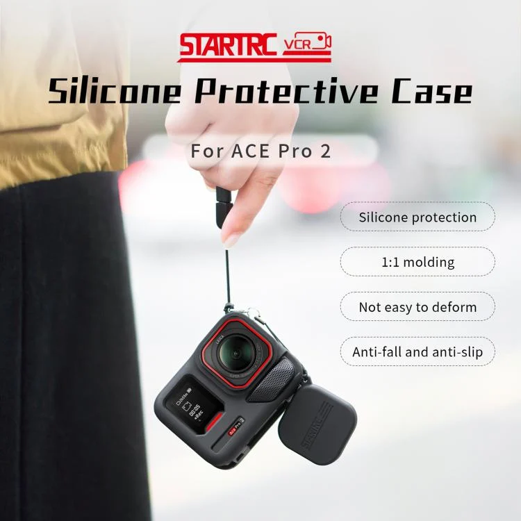 DCA2879B_5.webp For Insta360 Ace Pro 2 STARTRC Body Silicone Case with Lens Cap & Lanyard - Image 6