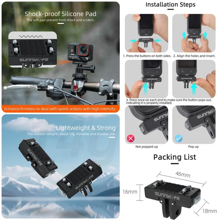 DCA4264B_5.webp Sunnylife Magnetic Quick Release Adapter Mount Action Camera Foldable Cam Stand For Insta360 X5 / Ace / Ace Pro 2 / 1 - Image 6