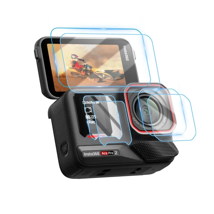 For Insta360 Ace Pro 2 STARTRC 2 Sets 3 in 1 Rear & Front Screen + Lens Tempered Glass Film