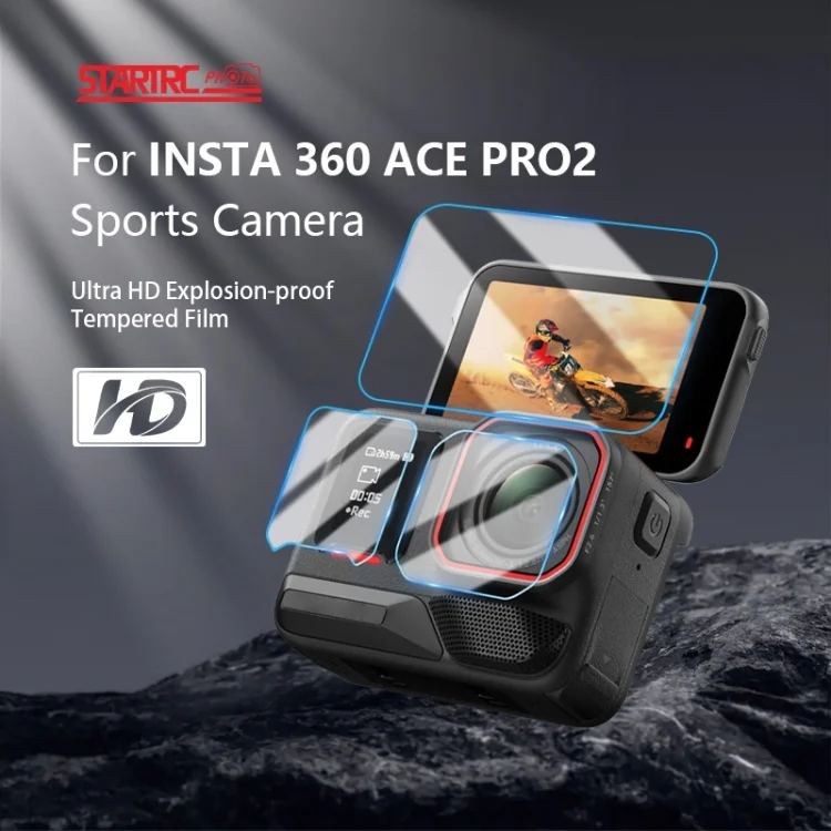 DCA4785_2.webp For Insta360 Ace Pro 2 STARTRC 2 Sets 3 in 1 Rear & Front  Screen + Lens Tempered Glass Film - Image 3