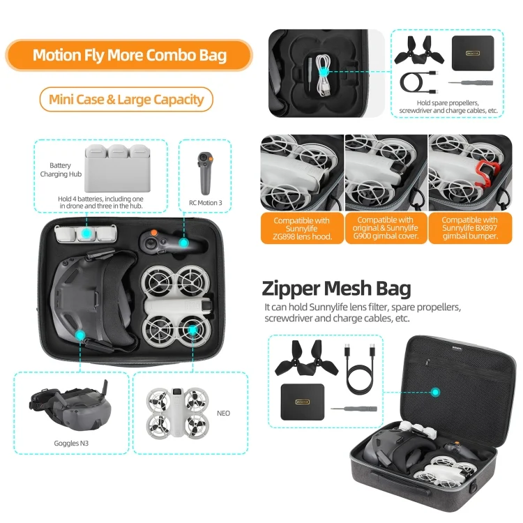 DOP0667B_5.webp For DJI Neo Sunnylife Handheld Storage Bag - Image 6