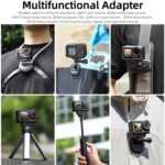 For DJI Osmo Action 5 Pro / 4 / 3 Sunnylife Foldable Magnetic Quick Release Mount Action Camera Selfie Stick Tripod Adapter Cam Stand - Image 9