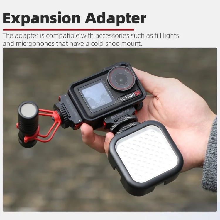 DOP0770B_4.webp For DJI Osmo Action 5 Pro / 4 / 3 Sunnylife Magnetic Quick-Release Cold Shoe Adapter Action Camera Fill Light Microphone Adapter - Image 5