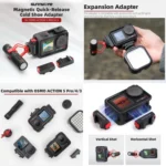 For DJI Osmo Action 5 Pro / 4 / 3 Sunnylife Foldable Magnetic Quick Release Mount + Magnetic Cold Shoe Adapter - Image 3