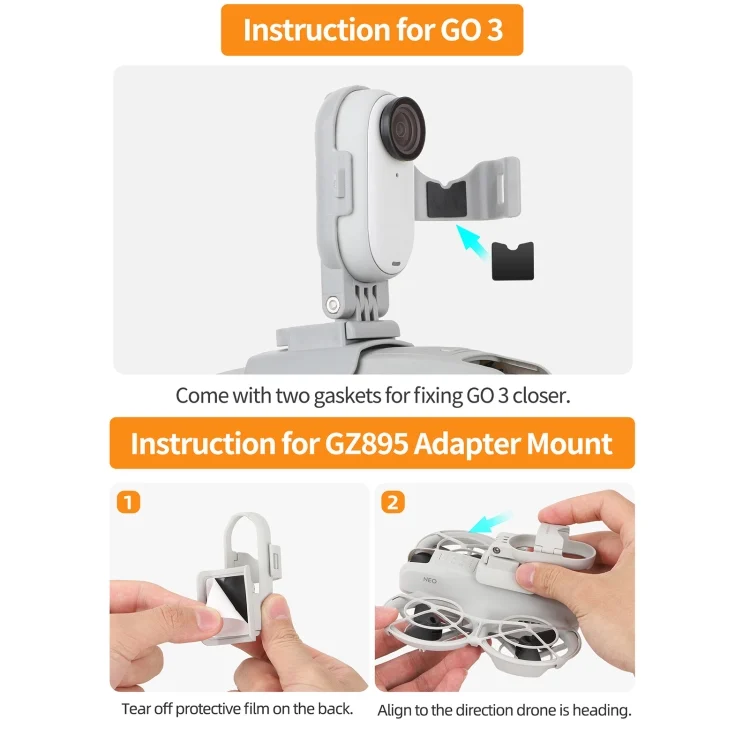 DOP0797H_8.webp For DJI Neo / Insta360 GO 3S / GO 3 Sunnylife Drone Expansion Mount Action Camera Holder Adapter - Image 9