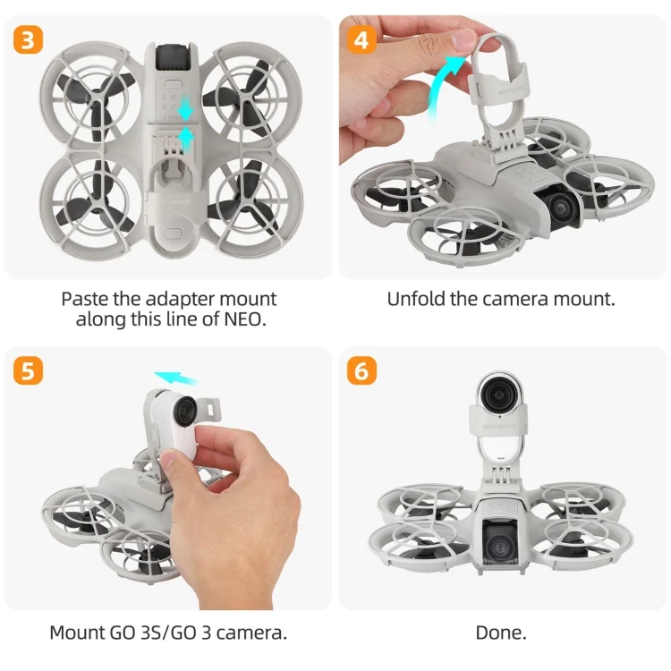 DOP0797H_9.webp For DJI Neo / Insta360 GO 3S / GO 3 Sunnylife Drone Expansion Mount Action Camera Holder Adapter - Image 10