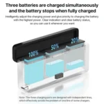 For DJI Osmo Action 5 Pro Multifunction Tri-Slot Batteries Charger Storage Box - Image 3