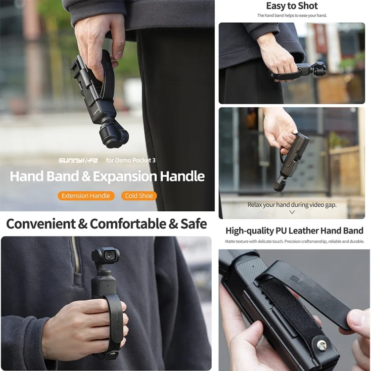 DOP2457B_1.webp For DJI OSMO Pocket 3 Sunnylife Hand Band Protective Frame Cold Shoe Extension Handle Cover - Image 2