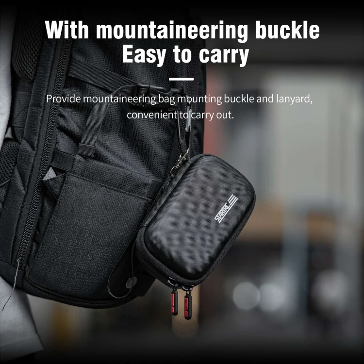 DOP2840B_4.webp For DJI MIC 2 STARTRC Diamond Texture PU Portable Carry Case with Carabiner & Strap - Image 5