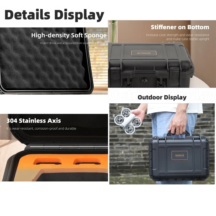 DOP2898B_5.webp For DJI Neo Sunnylife Safety Carrying Case Waterproof Shock-proof Hard Travel Case - Image 6