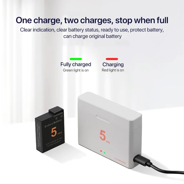 DOP3517W_2.webp For DJI Osmo Action 5 Pro / 4 / 3 Battery Charger Box Dual-Slot Batteries Charger - Image 3