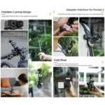 For DJI OSMO Pocket 3 Sunnylife Quick Release Adapter Mount Frame Two-Way Adapter Expansion Selfie Stick Tripod Adapter - Image 4
