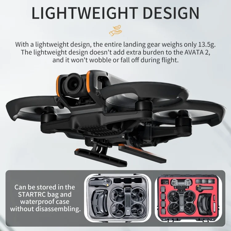 DOP5472_4.webp For DJI Avata 2 STARTRC Quick Release Folding Landing Gear Training Rack (Orange) - Image 5