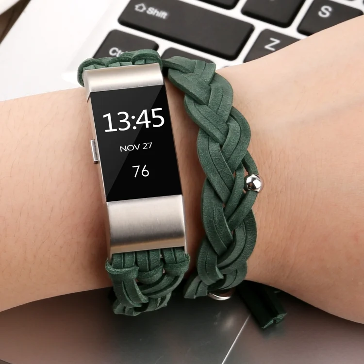 EDA001002201A_2.webp For Fitbit Charge 2 Weave Genuine Leather Replacement Strap Watchband - Image 5