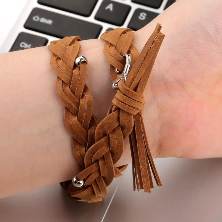 EDA001002201_B2.webp For Fitbit Charge 2 Weave Genuine Leather Replacement Strap Watchband - Image 3