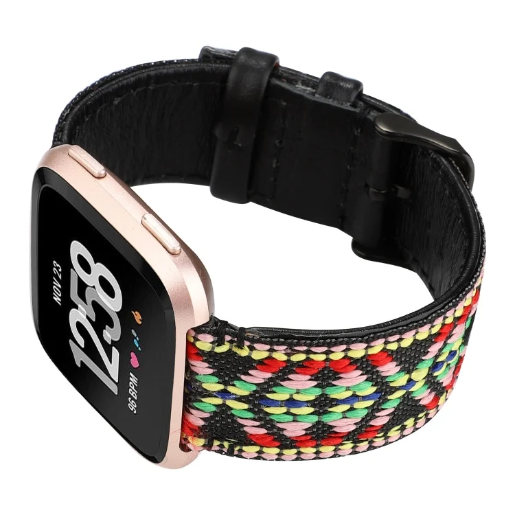 EDA00112301A_2.webp For Fitbit Versa Ethnic Style Genuine Leather Strap - Image 4