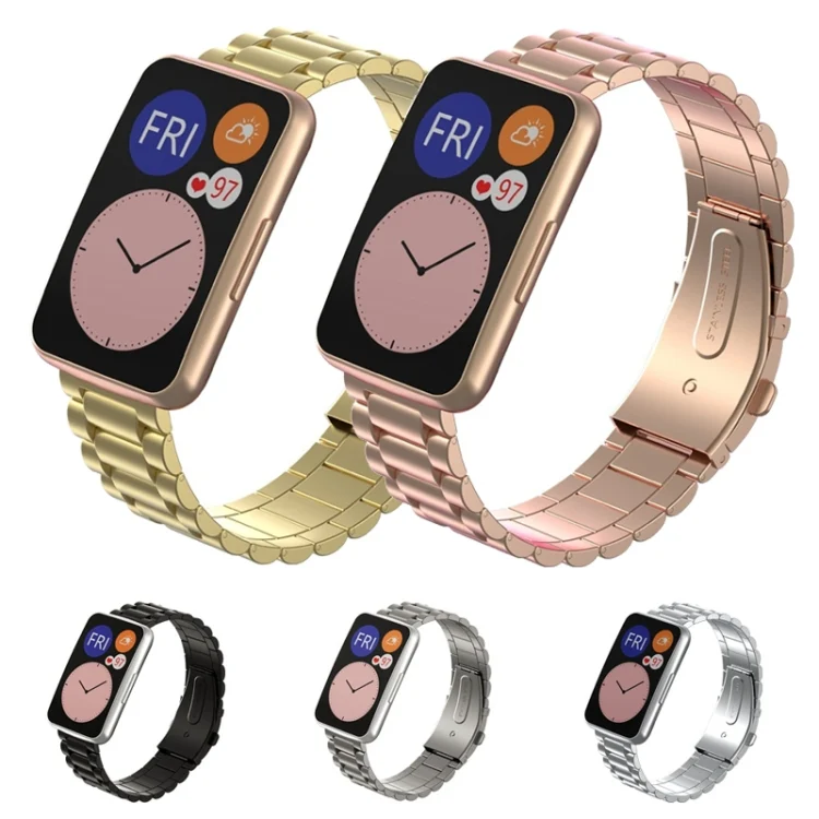 EDA001173801_B1.webp For Huawei Watch Fit Three-beads Metal Replacement Strap Watchband - Image 2