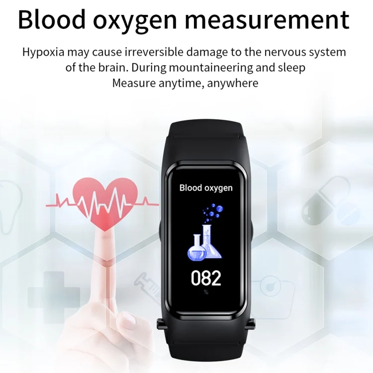 EDA001254901_B11.webp X4 1.14 inch HD Screen Bluetooth Earphone Smart Bracelet, Support Sleep Monitoring / Body Temperature Monitoring / Heart Rate Monitoring - Image 12