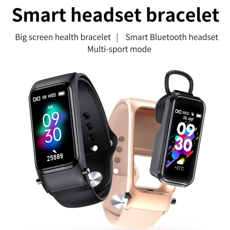 EDA001254901_B2.webp X4 1.14 inch HD Screen Bluetooth Earphone Smart Bracelet, Support Sleep Monitoring / Body Temperature Monitoring / Heart Rate Monitoring - Image 3