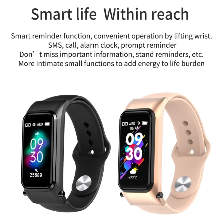 EDA001254901_B20.webp X4 1.14 inch HD Screen Bluetooth Earphone Smart Bracelet, Support Sleep Monitoring / Body Temperature Monitoring / Heart Rate Monitoring - Image 21