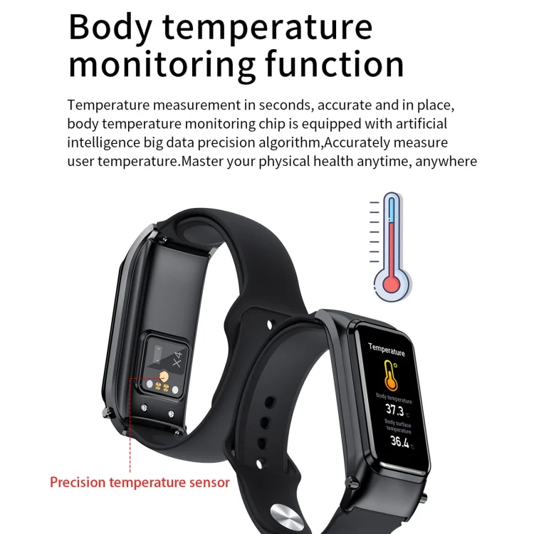 EDA001254901_B7.webp X4 1.14 inch HD Screen Bluetooth Earphone Smart Bracelet, Support Sleep Monitoring / Body Temperature Monitoring / Heart Rate Monitoring - Image 8