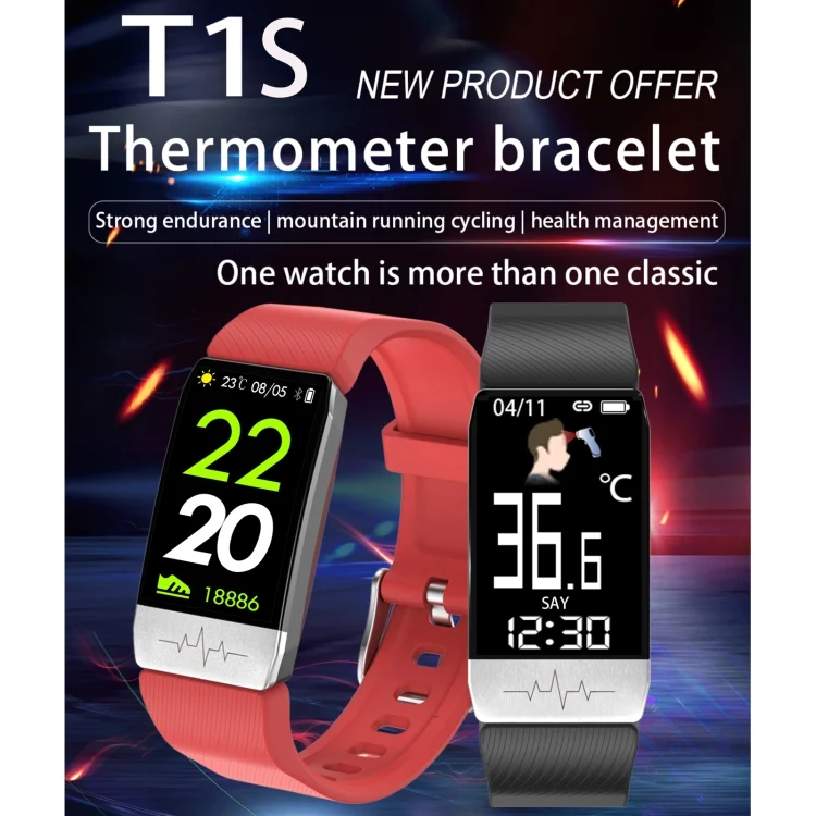 EDA001270301_B2.webp T1S 1.14 inch Screen IP67 Waterproof Smart Bracelet, Support Blood Oxygen Monitoring / Body Temperature Monitoring / Heart Rate Monitoring - Image 3