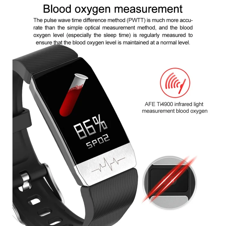 EDA001270301_B6.webp T1S 1.14 inch Screen IP67 Waterproof Smart Bracelet, Support Blood Oxygen Monitoring / Body Temperature Monitoring / Heart Rate Monitoring - Image 7
