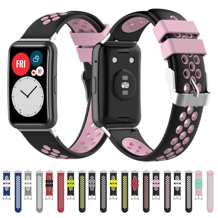 EDA001310801_B7.webp For Huawei Watch Fit 18mm Clasp Style Silicone Two-color Replacement Strap Watchband - Image 8