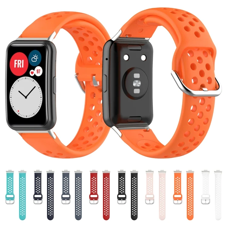EDA001311201_B7.webp For Huawei Watch Fit 18mm Sport Style Silicone Solid Color Replacement Strap Watchband - Image 8