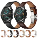 22mm Universal Butterfly Buckle Leather Replacement Strap Watchband - Image 2