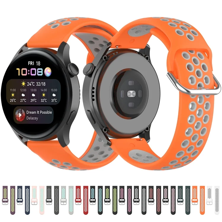 EDA001709801_B3.webp For Huawei Watch 3 / 3 Pro 22mm Sport Two-color Silicone Replacement Strap Watchband - Image 4