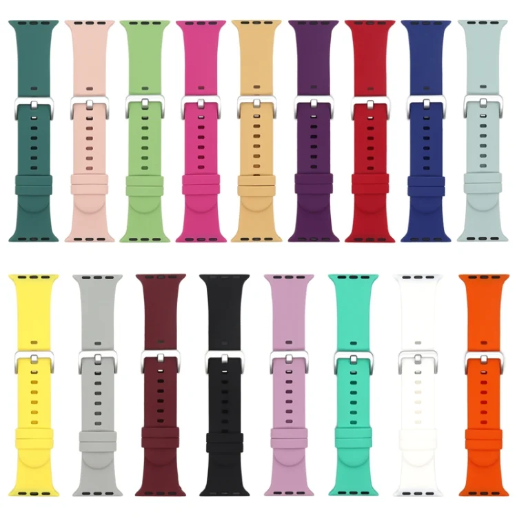 EDA001717801A_1.webp Silver Buckle Silicone Replacement Strap Watchband, For Apple Watch Series 7  41mm / & 6 & SE & 5 & 4 40mm - Image 4