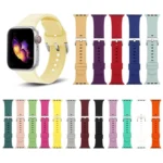 Silver Buckle Silicone Replacement Strap Watchband, For Apple Watch Series 7  41mm / & 6 & SE & 5 & 4 40mm - Image 3