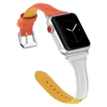 Three-color T-shape Leather Watch Band For Apple Watch Series 8&7 41mm / SE 2&6&SE&5&4 40mm / 3&2&1 38mm