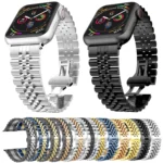 Five Beads Stainless Steel Replacement Watchbands For Apple Watch Series, 7 41mm / 6 & SE & 5 & 4 40mm / 3 & 2 & 1 38mm - Image 2