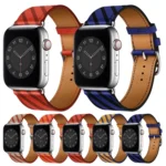 Strip Texture Leather Replacement Watchbands For Apple Watch Series, 7 45mm / 6 & SE & 5 & 4 44mm / 3 & 2 & 1 42mm, 7 41mm / 6 & SE & 5 & 4 40mm / 3 & 2 & 1 38mm - Image 2