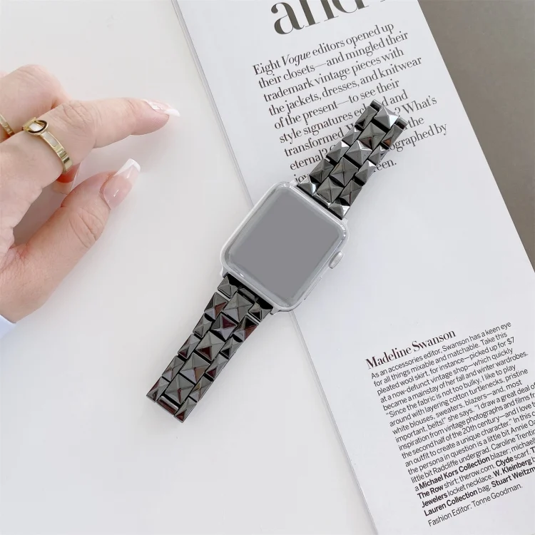 EDA001768201A.webp Rhombic Grid Ceramics Replacement Strap Watchband, For Apple Watch Series 7 41mm / & 6 & SE & 5 & 4 40mm, For Apple Watch Series 7 45mm / & 6 & SE & 5 & 4 44mm - Image 1