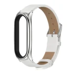 For Xiaomi Mi Band 6 / 5 / 4 / 3 Mijobs Metal Case Crazy Horse Texture PU Microfiber Plus Replacement Watchband