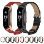 For Xiaomi Mi Band 6 / 5 / 4 / 3 Mijobs Metal Case Crazy Horse Texture PU Microfiber Plus Replacement Watchband - Image 5