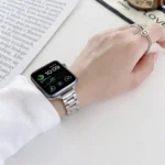 Three-beads Steel Replacement Strap Watchband, For Apple Watch Series 7  41mm / & 6 & SE & 5 & 4 40mm, For Apple Watch Series  7  45mm / & 6 & SE & 5 & 4 44mm... - Image 3