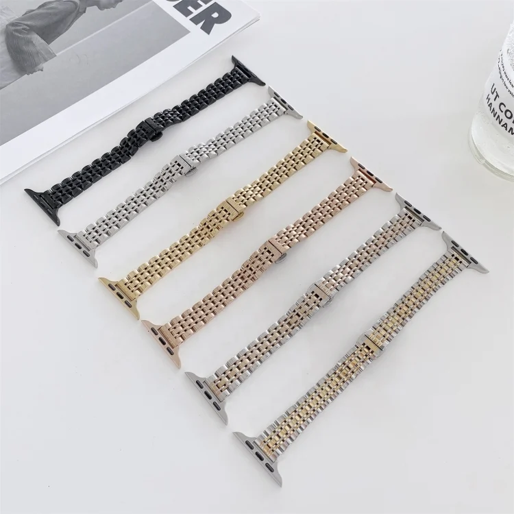 EDA001784201_B2.webp Seven-beads Steel Replacement Strap Watchband, For Apple Watch Series 9&8&7 41mm, For Apple Watch Ultra 49mm, For Apple Watch Series 7  41mm / & 6 & SE & 5 & 4 40mm... - Image 3