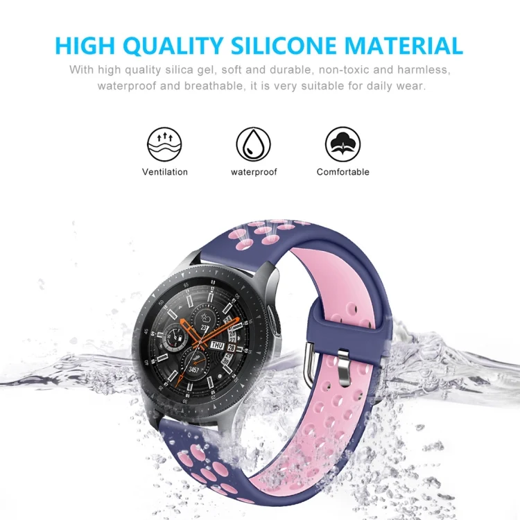EDA00185901B_4.webp For Galaxy Watch 46 / S3 / Huawei Watch GT 1 / 2 22mm Smart Watch Silicone Double Color Wrist Strap Watchband - Image 6