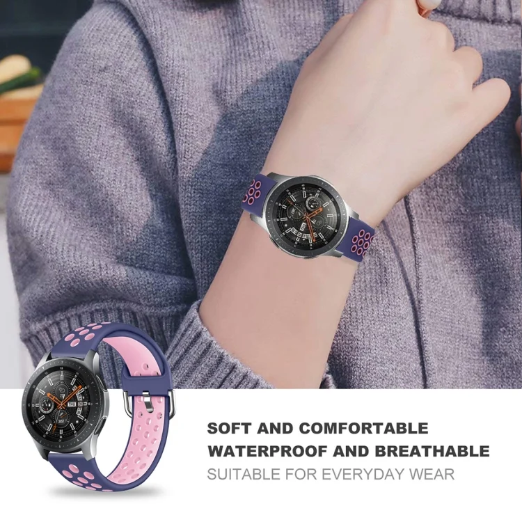 EDA00185901B_5.webp For Galaxy Watch 46 / S3 / Huawei Watch GT 1 / 2 22mm Smart Watch Silicone Double Color Wrist Strap Watchband - Image 7