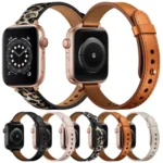 14mm Couple Style Leather Replacement Strap Watchband For Apple Watch Series, 7 41mm / 6 & SE & 5 & 4 40mm / 3 & 2 & 1 38mm, 7 45mm / 6 & SE & 5 & 4 44mm / 3 & 2 & 1 42mm - Image 2