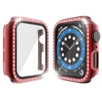 Electroplating PC Single Row Diamond Protective Case with Tempered Glass Film For Apple Watch Series - Image 3