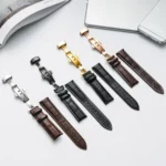 Classic Cowhide Leather Black Butterfly Buckle Replacement Strap Watchband - Image 2