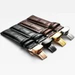 Classic Cowhide Leather Black Butterfly Buckle Replacement Strap Watchband - Image 3